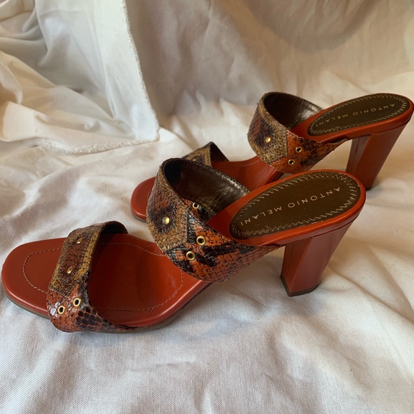 Antonio Melanie Burnt Orange Snakeskin Heel (7.5) - Picture 1 of 5
